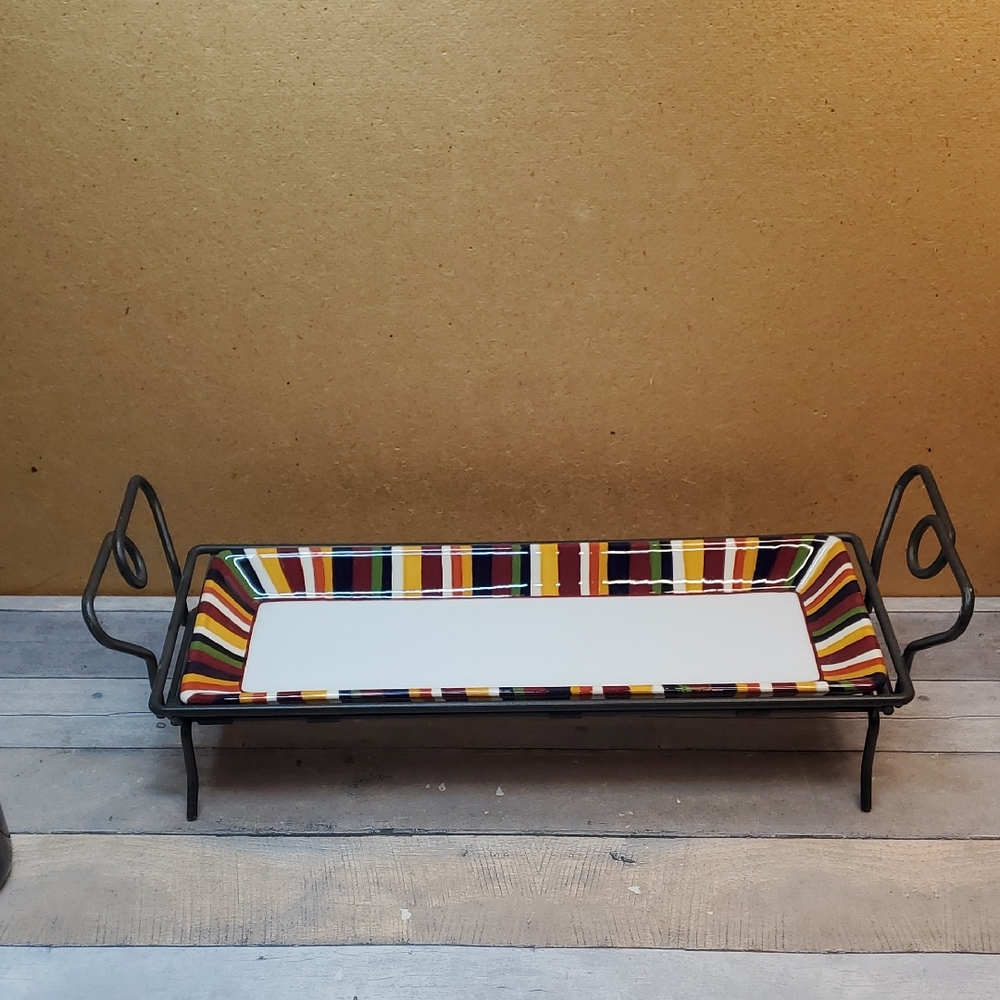 Simple Additions Multi Colored Tray and Black Metal Stand